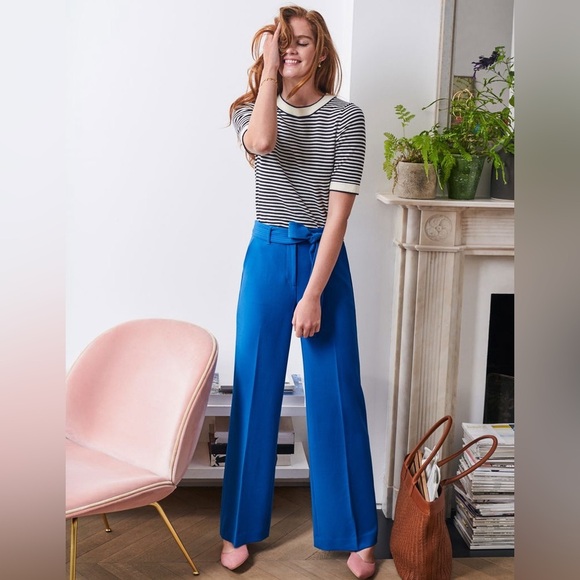 Boden Hampstead Wide Leg Pants - Bold Blue size 4P new - Picture 7 of 16
